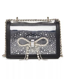 Betsey Johnson Clear Convertible Rhinestone Bow Crossbody Bag Black