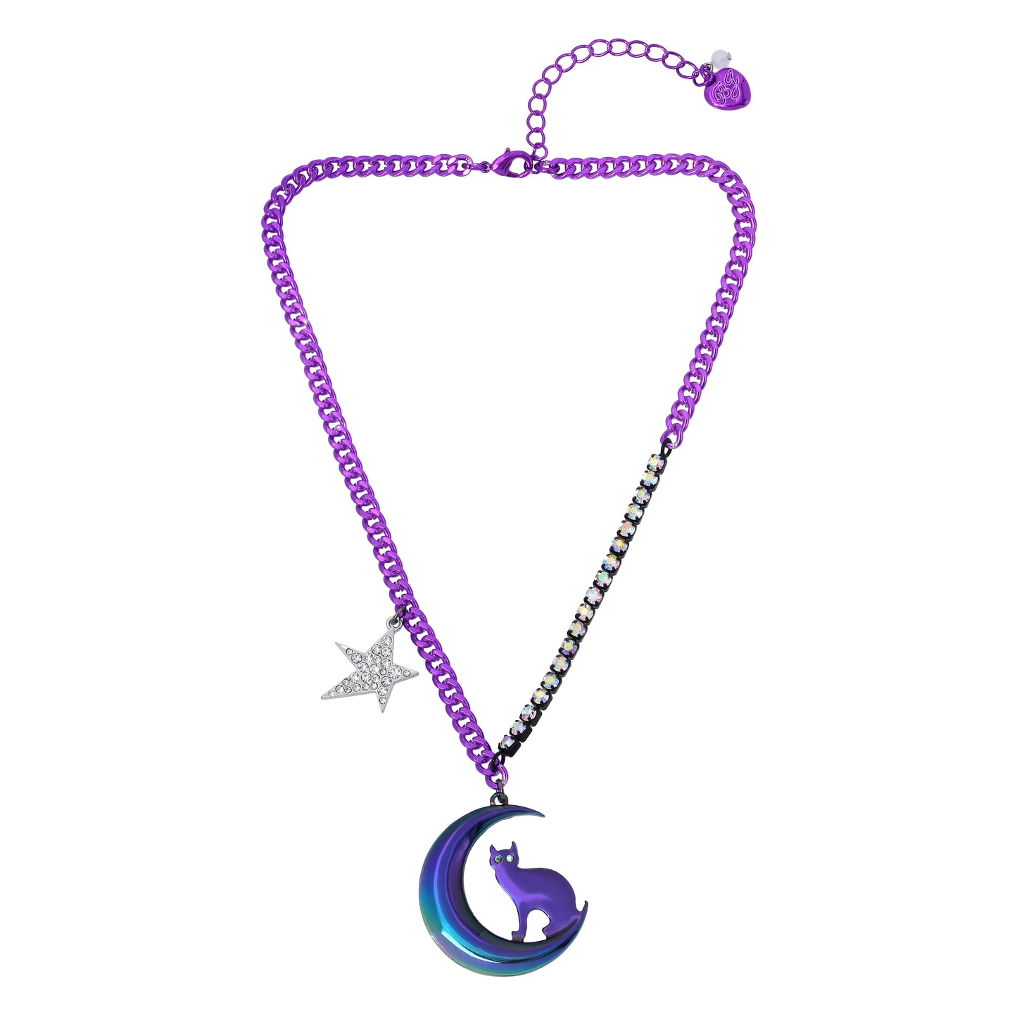 Betsey Johnson Punk N Spice Cat Moon Pendant Necklace