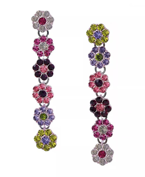 Betsey Johnson Petal To The Metal Flower Linear Earrings