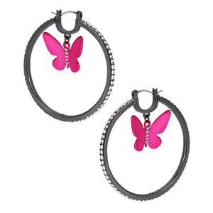 Betsey Johnson Petal To The Metal Butterfly Orbital Hoop Earrings