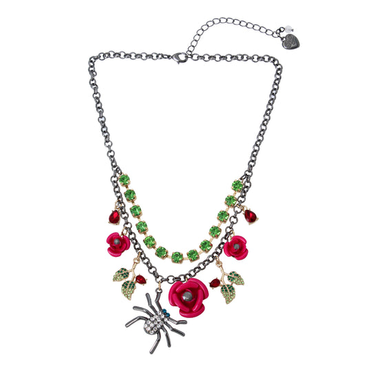 Betsey's 80th Birthday Spider Rose Bib Necklace