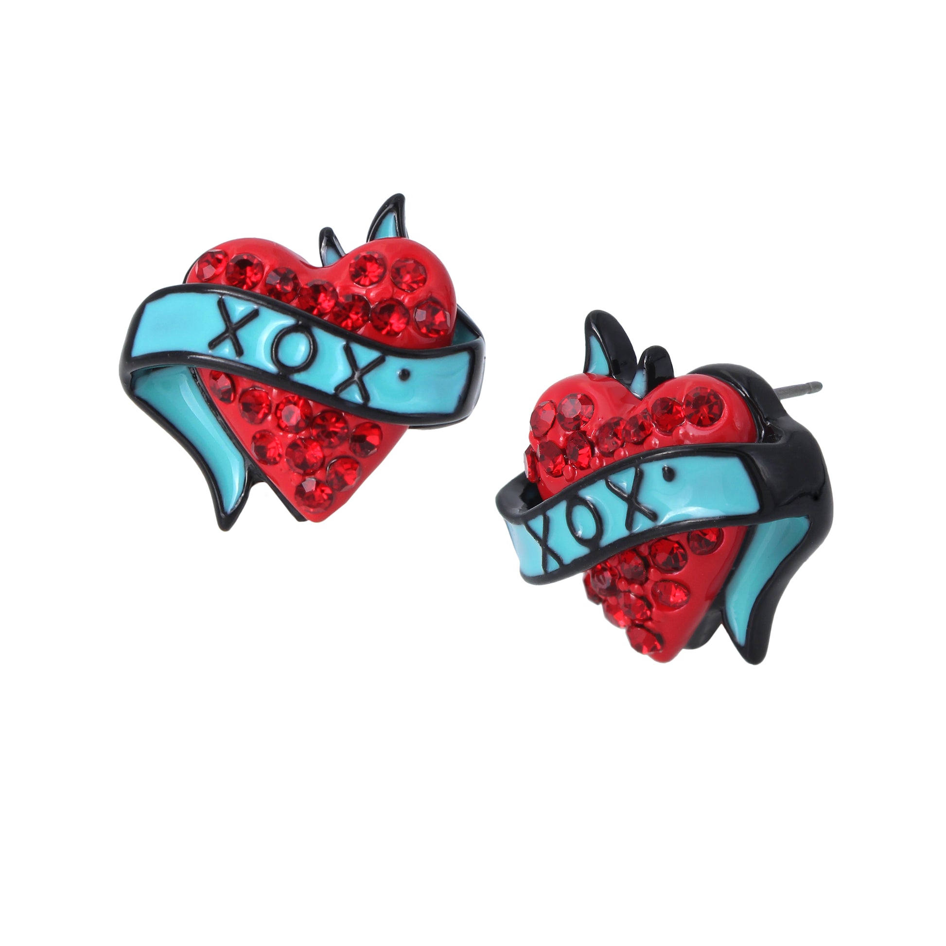 Betsey's 80th Birthday XOX Heart Stud Earrings