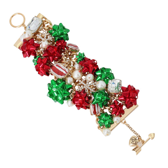 Betsey Johnson Ice Queen Festive Bow Toggle Bracelet