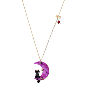 Betsey Johnson Heavenly Creatures Cat Moon Pendant Long Necklace