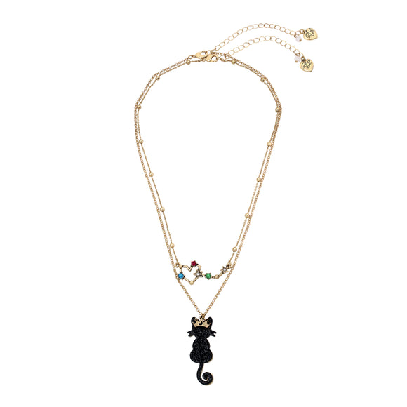 Betsey Johnson Heavenly Creatures Cat Multi Row Necklace