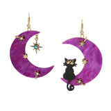 Betsey Johnson Heavenly Creatures Cat Moon Drop Earrings