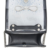 Betsey Johnson Clear Convertible Rhinestone Bow Crossbody Bag Black
