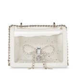 Betsey Johnson Clear Convertible Rhinestone Bow Crossbody Bag White
