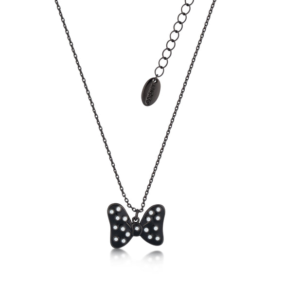 Disney by Couture Kingdom Minnie Mouse Black Enamel Polka Dot Bow Necklace