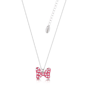 Disney by Couture Kingdom Minnie Mouse Pink Enamel Polka Dot Bow Necklace