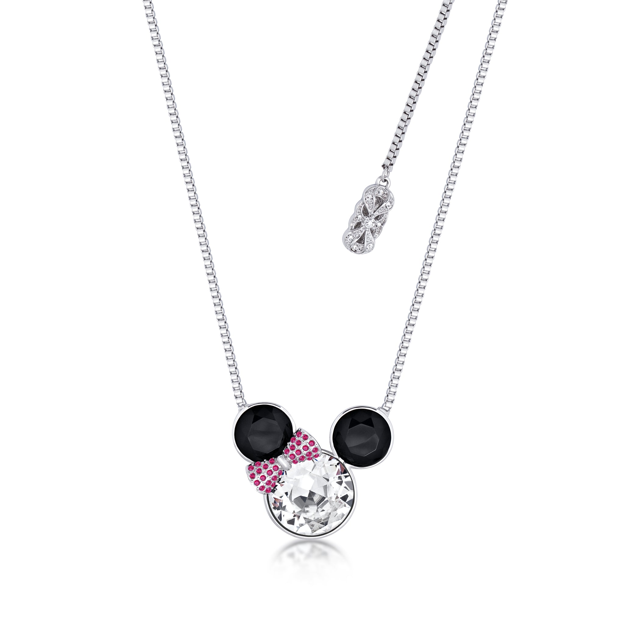 Disney Minnie Mouse Sterling Silver 14kt Gold Plated Cubic Zirconia Necklace,  16