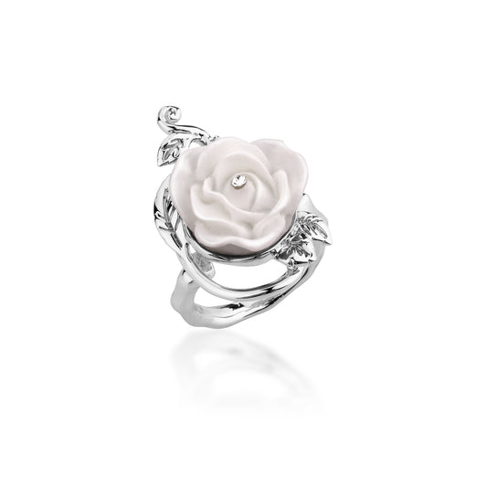 Disney by Couture Kingdom Beauty and the Beast Enchanted White Rose Ring
