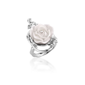 Disney by Couture Kingdom Beauty and the Beast Enchanted White Rose Ring