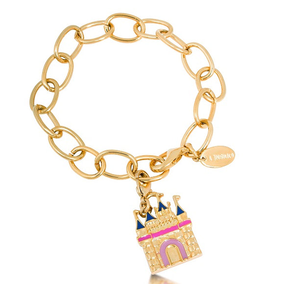 Disney by Couture Kingdom Gold Plated Magic Castle Oval Link Charm Starter Bracelet