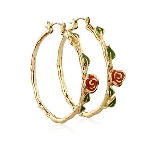 Beauty and the Beast Rose Hoop Earrings