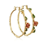 Beauty and the Beast Rose Hoop Earrings