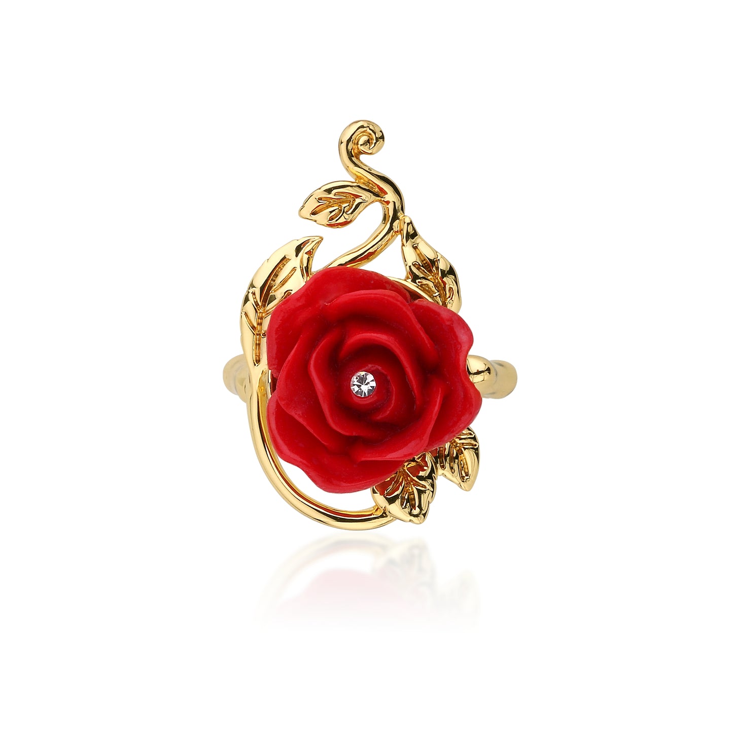Disney by Couture Kingdom Beauty and the Beast Enchanted Red Rose Ring