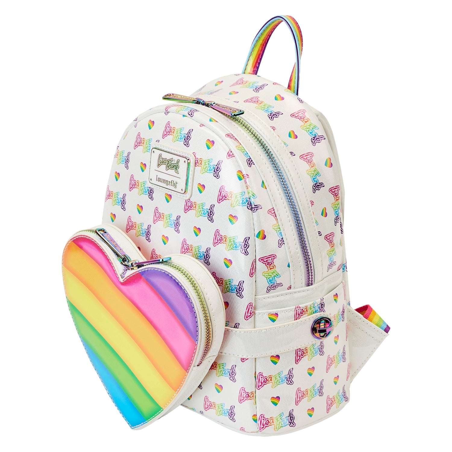 Loungefly Lisa Frank Rainbow Heart Mini Backpack with Waist Bag