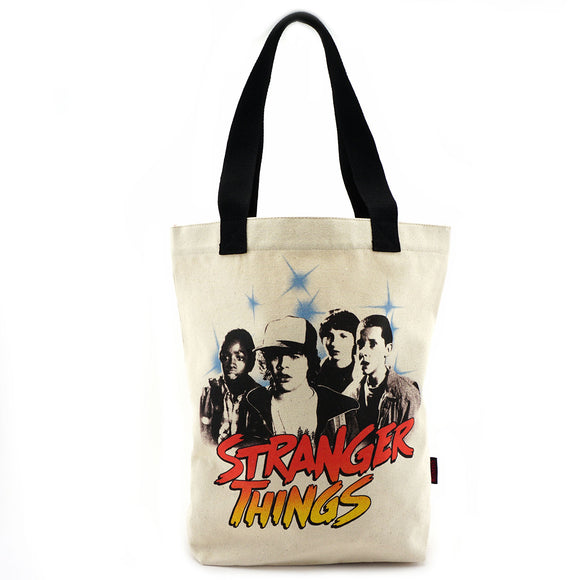 Loungefly Stranger Things Black and White Character Canvas Tote Bag