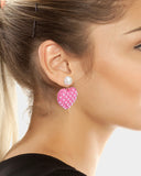 Betsey Johnson XOXO Pearl Heart Drop Earrings