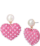 Products Betsey Johnson XOXO Pearl Heart Drop Earrings