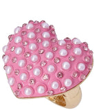 Betsey Johnson Pearl Heart Stretch Ring