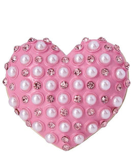 Betsey Johnson Pearl Heart Stretch Ring