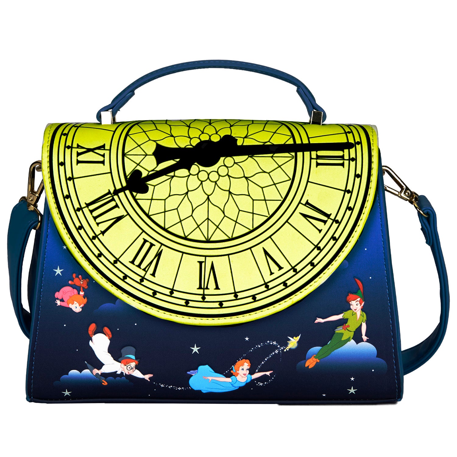 Peter Pan Clock Glow in the Dark Crossbody Bag