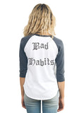 Junk Food Womens Good Girl Bad Habits 3/4 Sleeve Raglan T-Shirt